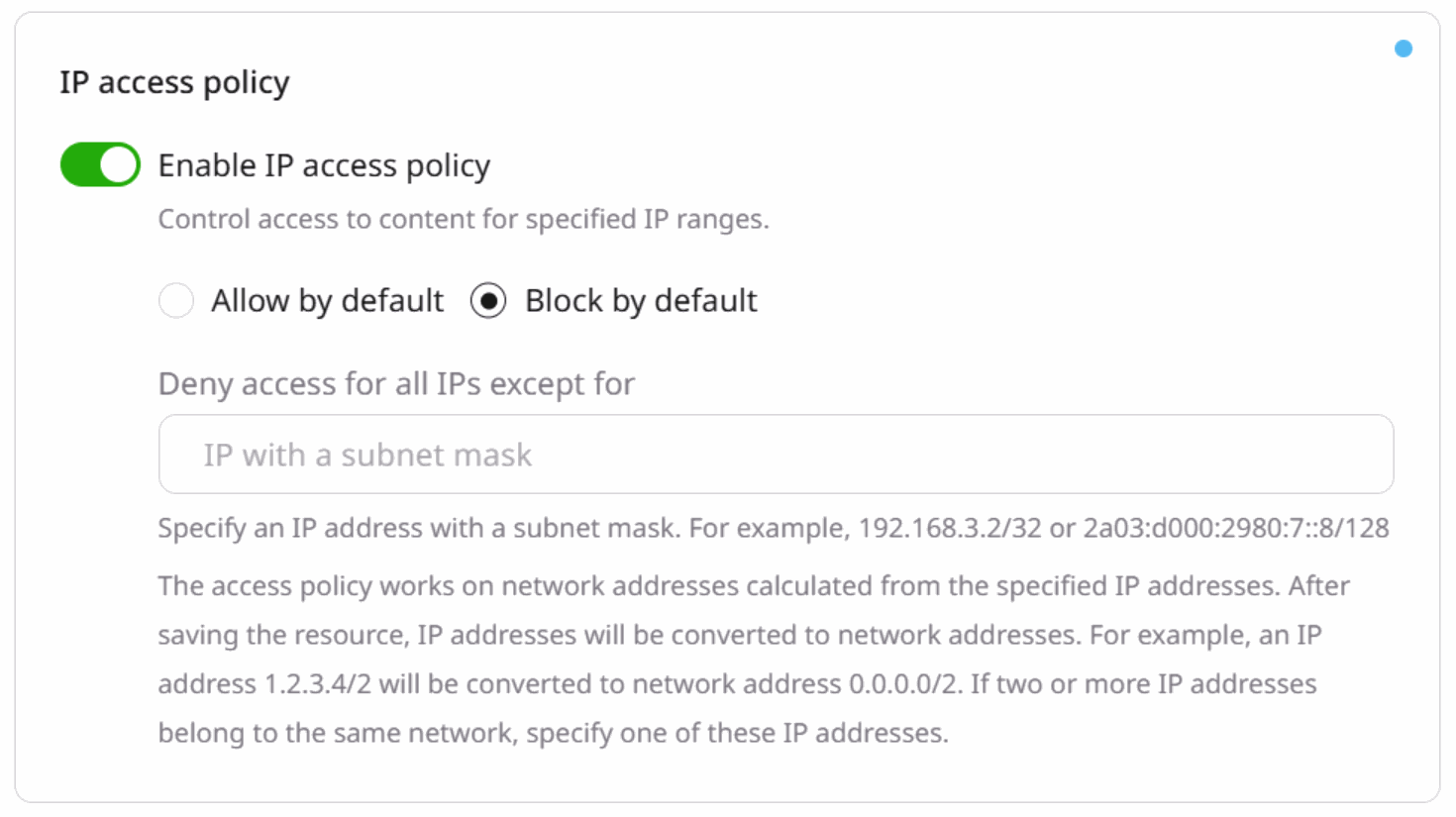 Block IP policy