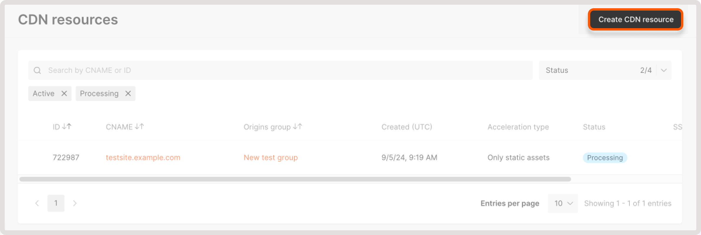 CDN page in the Customer Portal