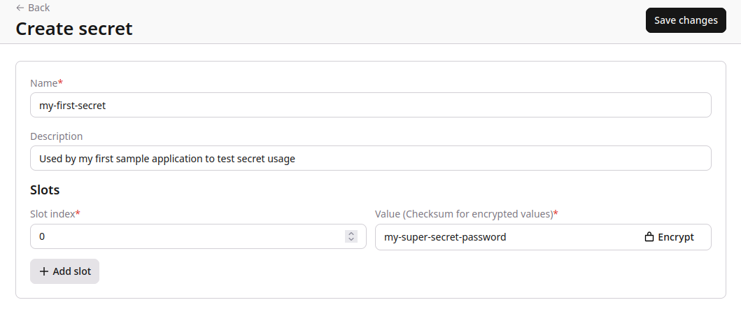 CDB EdgeCompute Secrets
Creation