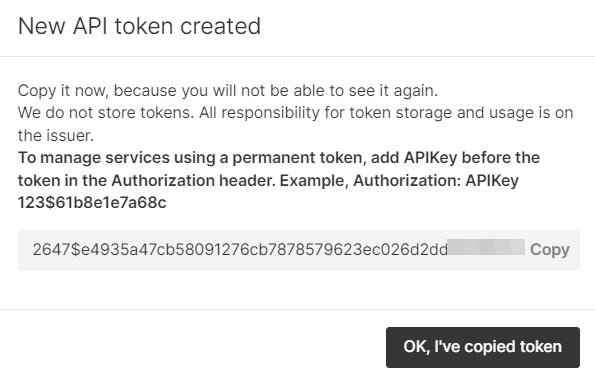 New API token