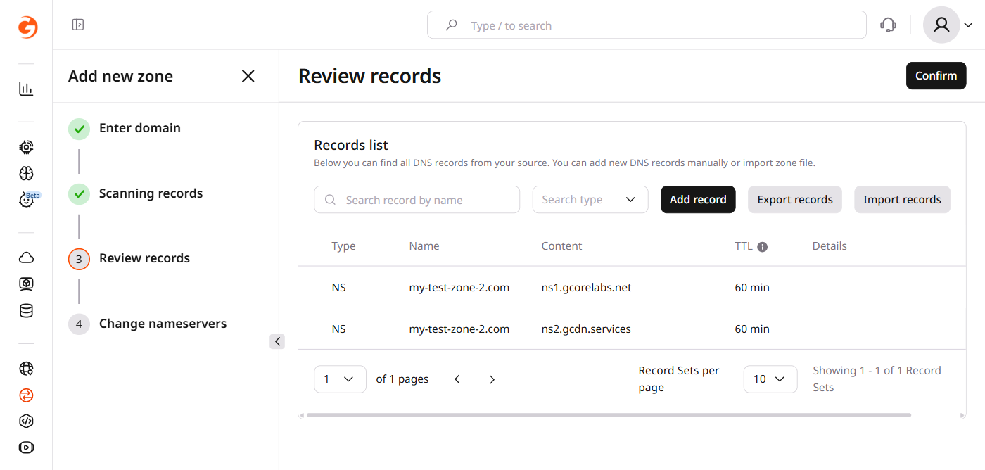 The Review records page