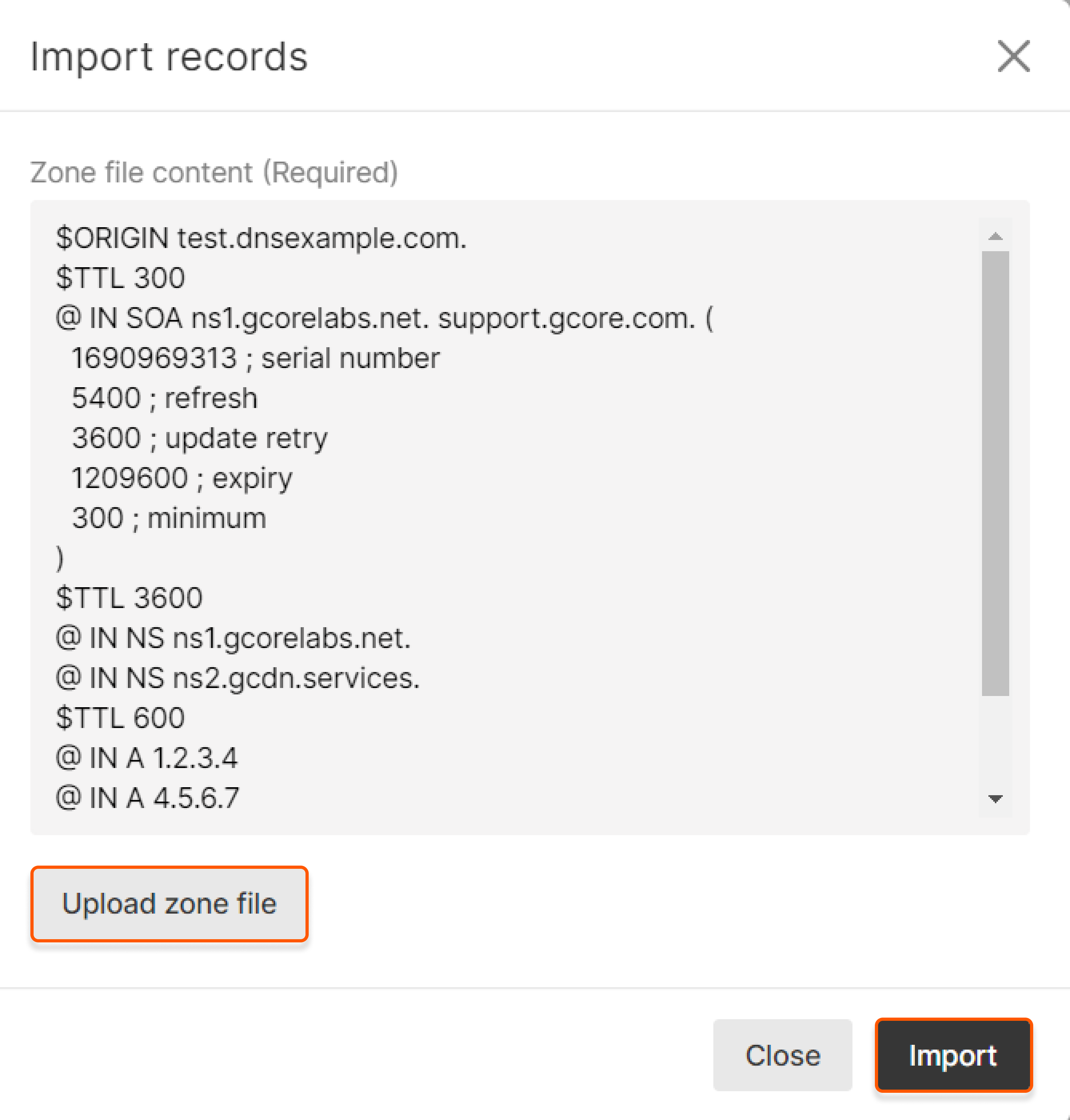 Import records