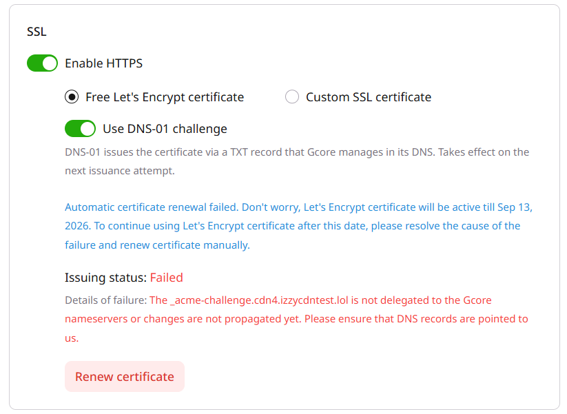 Failed status (reissuing)